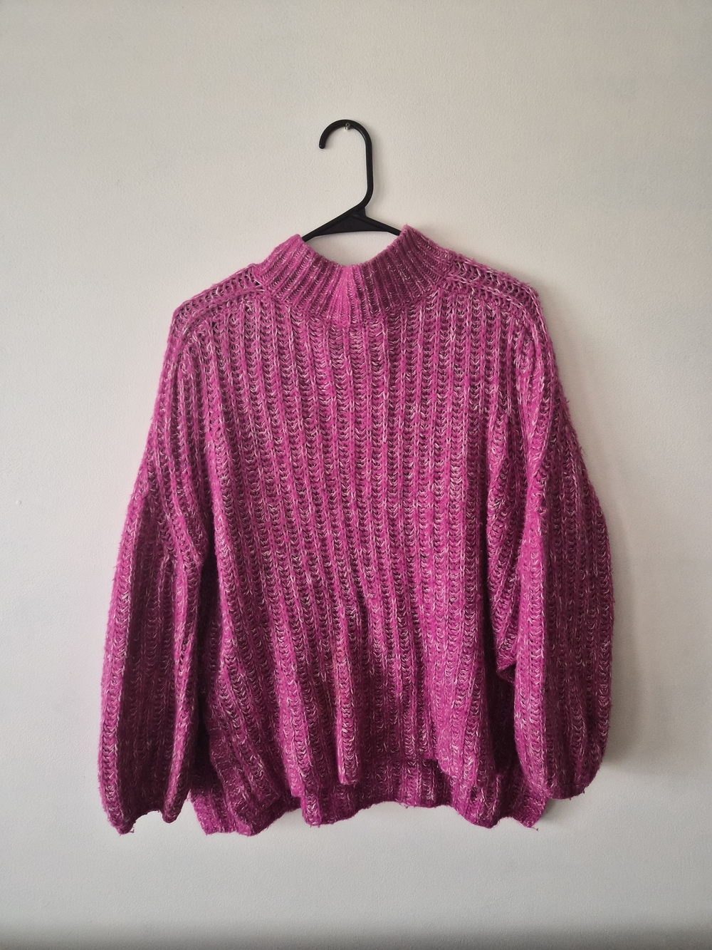 Cozy Chunky Knit Mock Neck Sweater in Bright Pink